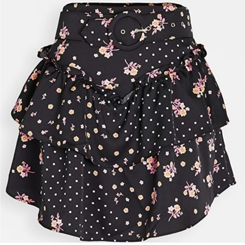 For Love & Lemons Floral Ruffle Skirt